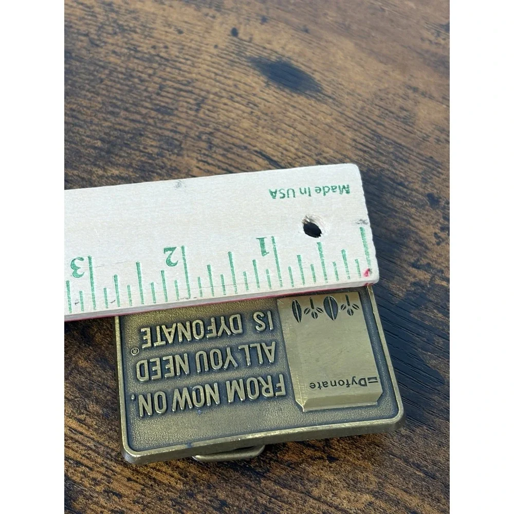 Vintage From Now On All You Need is Dyfonate Belt Buckle Brass‎ Agriculture USA